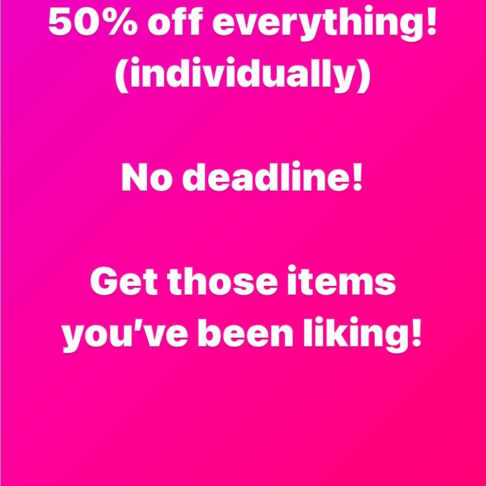 All designer clothes, shoes, sunglasses are 50% off!!